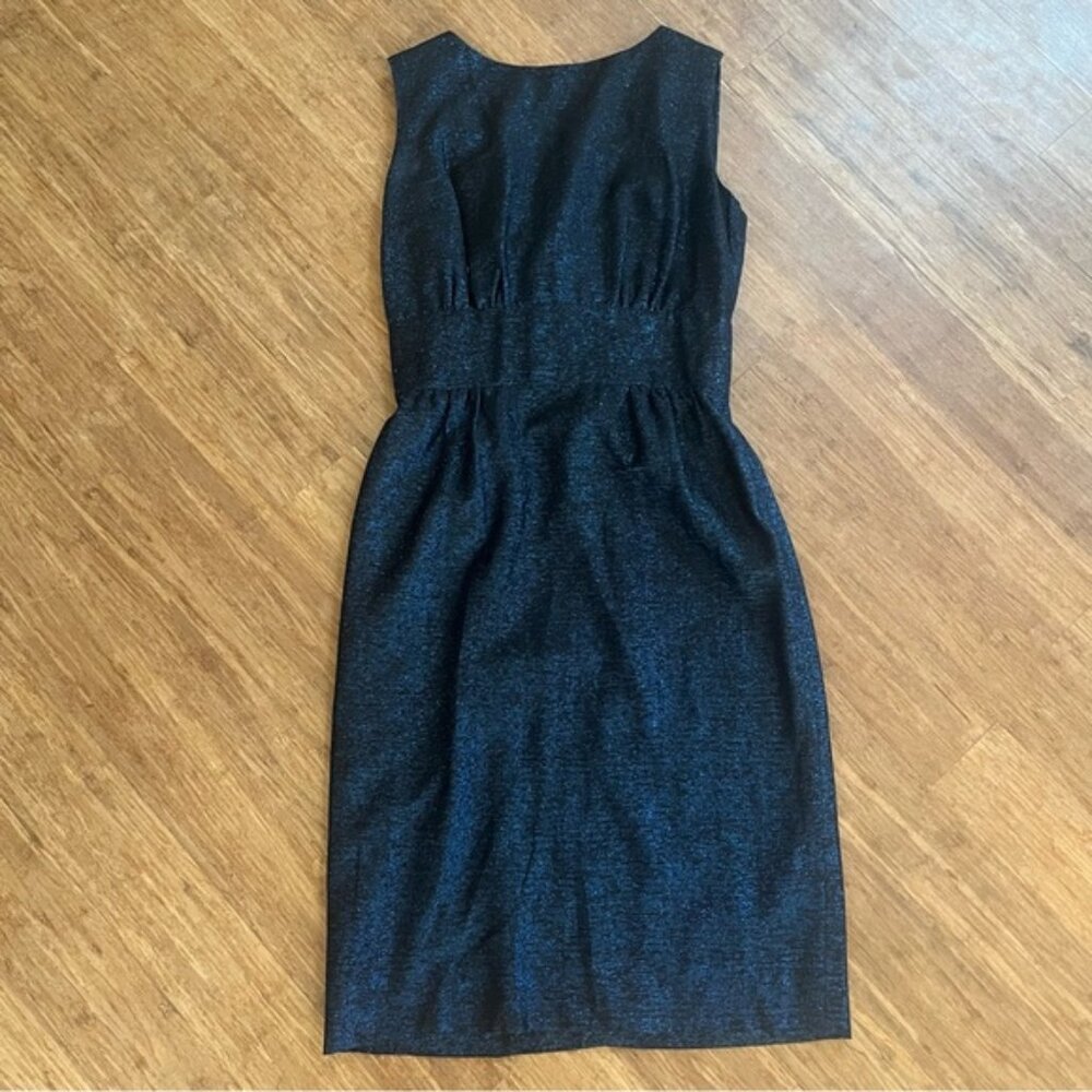 Vintage Mister D Cocktail Dress, Black/Blue Irridescent fabric, Sz S